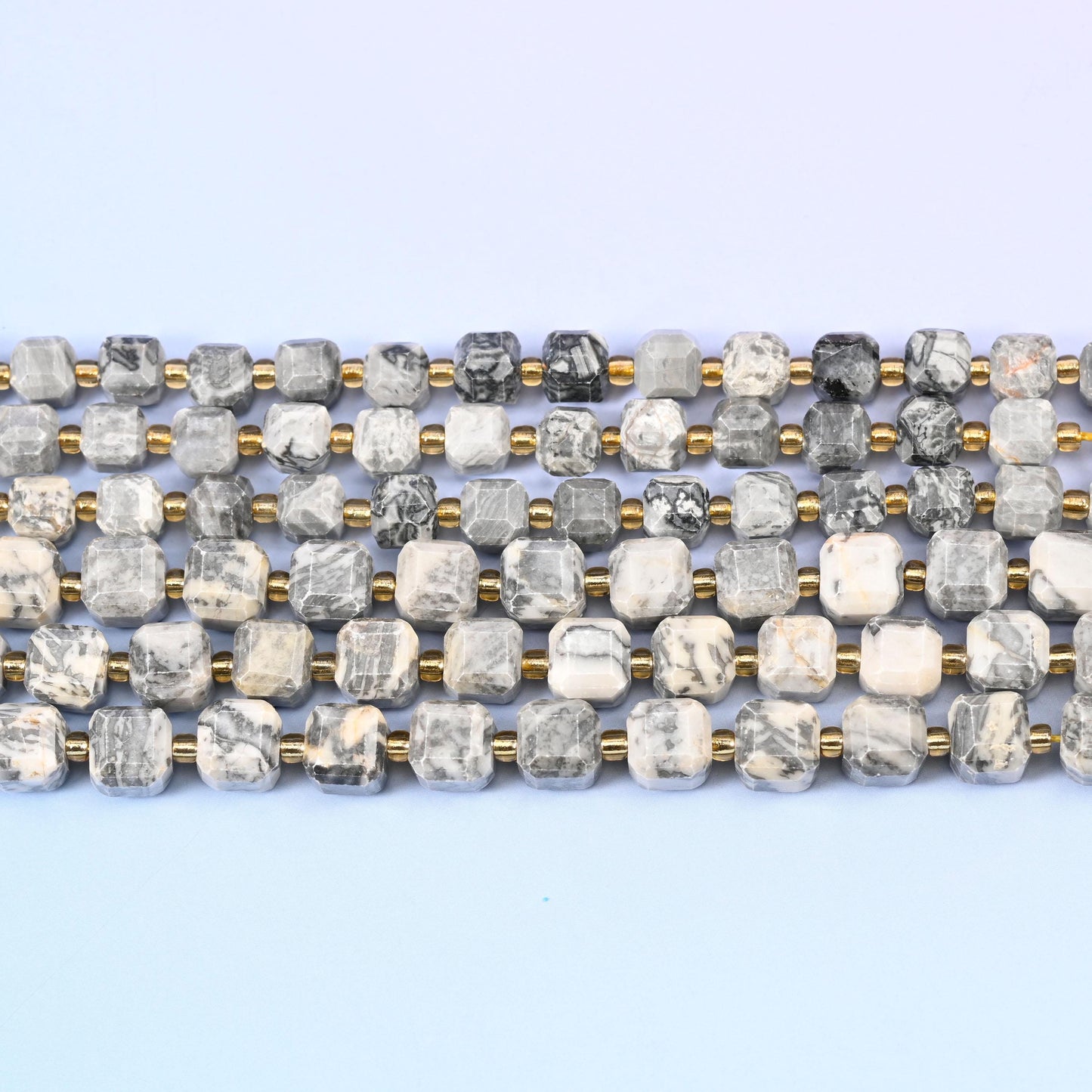 Map Jasper Faceted Cube Beads: Size 6mm 8mm, Jewelry Making, 15 inch Strand