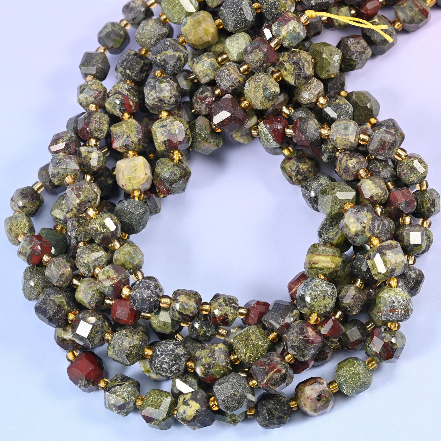 Dragon Bloodstone Faceted Cube Beads: Size 6mm 8mm, Jewelry Making, 15 inch Strand