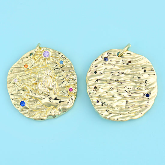 18K Gold Filled Zircon Zodiac Sign Pendants for DIY Jewelry Making Supply