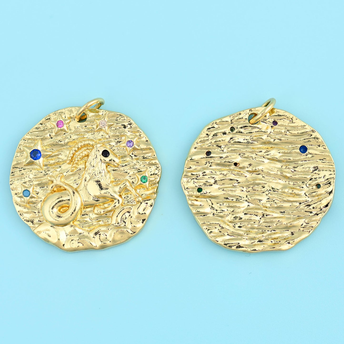 18K Gold Filled Zircon Zodiac Sign Pendants for DIY Jewelry Making Supply