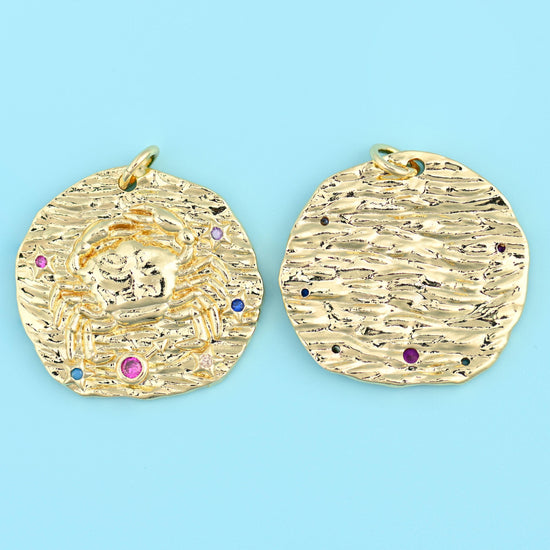 18K Gold Filled Zircon Zodiac Sign Pendants for DIY Jewelry Making Supply
