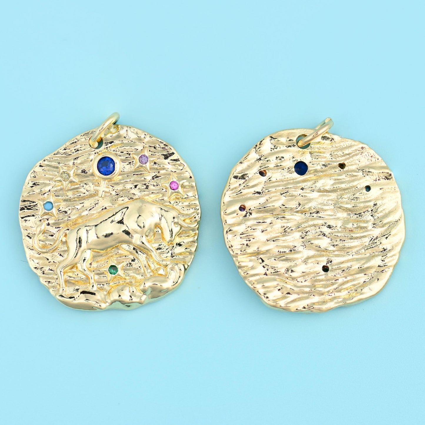 18K Gold Filled Zircon Zodiac Sign Pendants for DIY Jewelry Making Supply