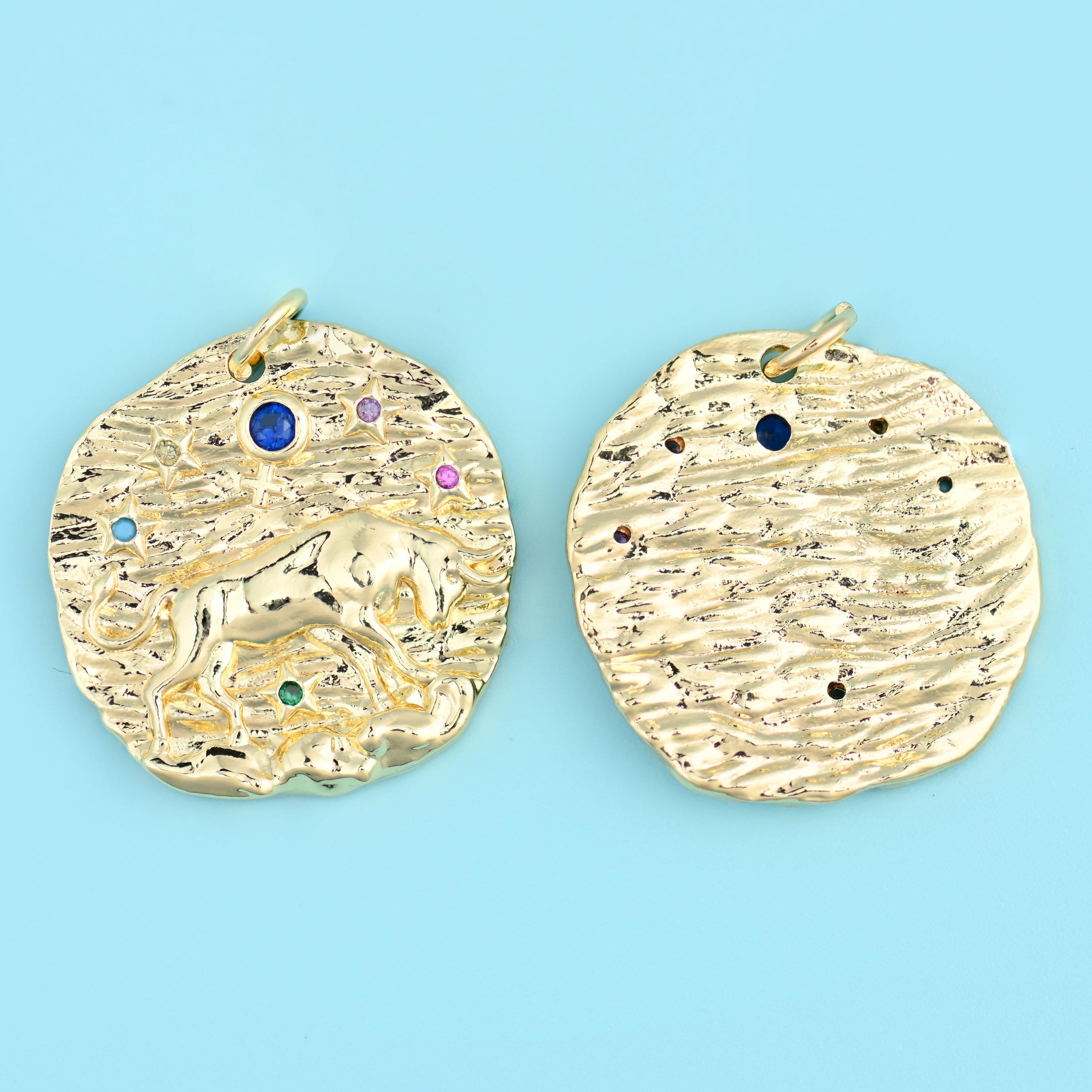 18K Gold Filled Zircon Zodiac Sign Pendants for DIY Jewelry Making Supply