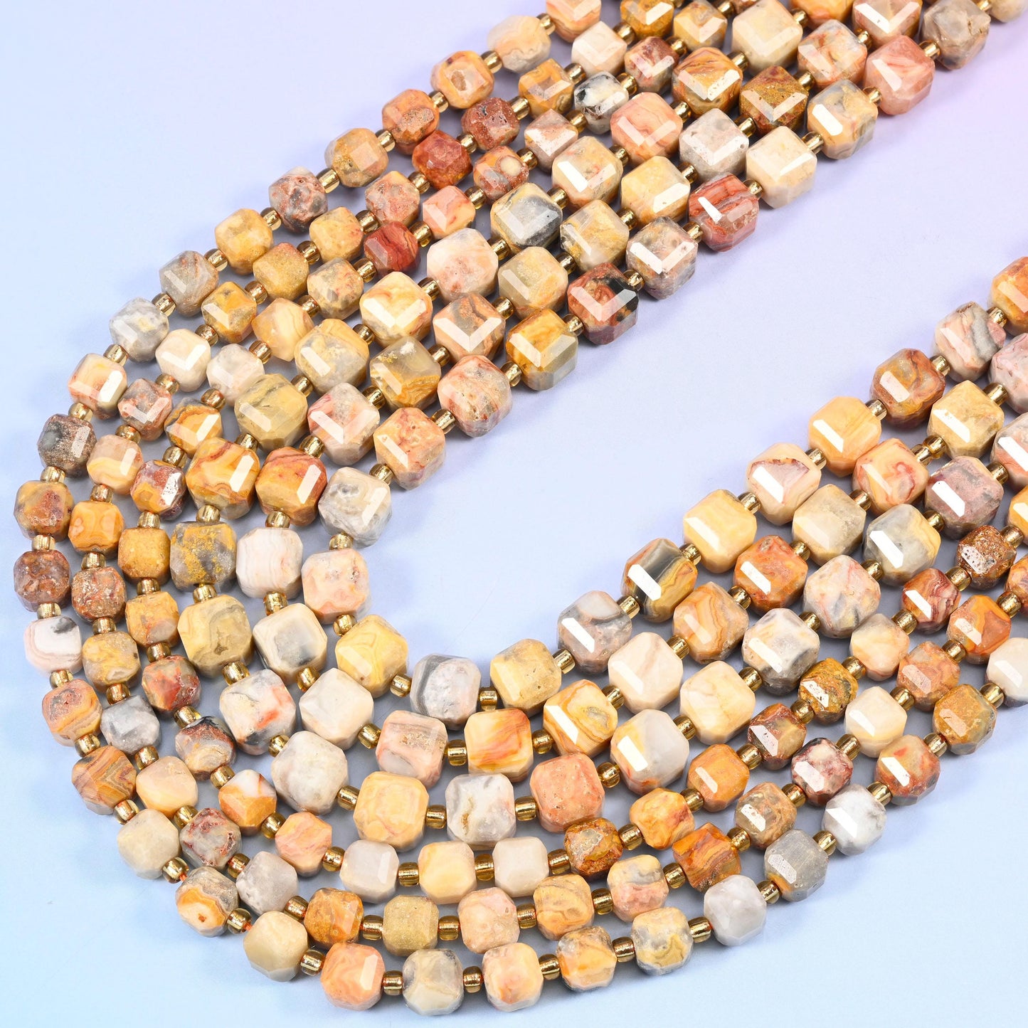 Crazy Agate Faceted Cube Beads: Size 6mm 8mm, Jewelry Making, 15 inch Strand