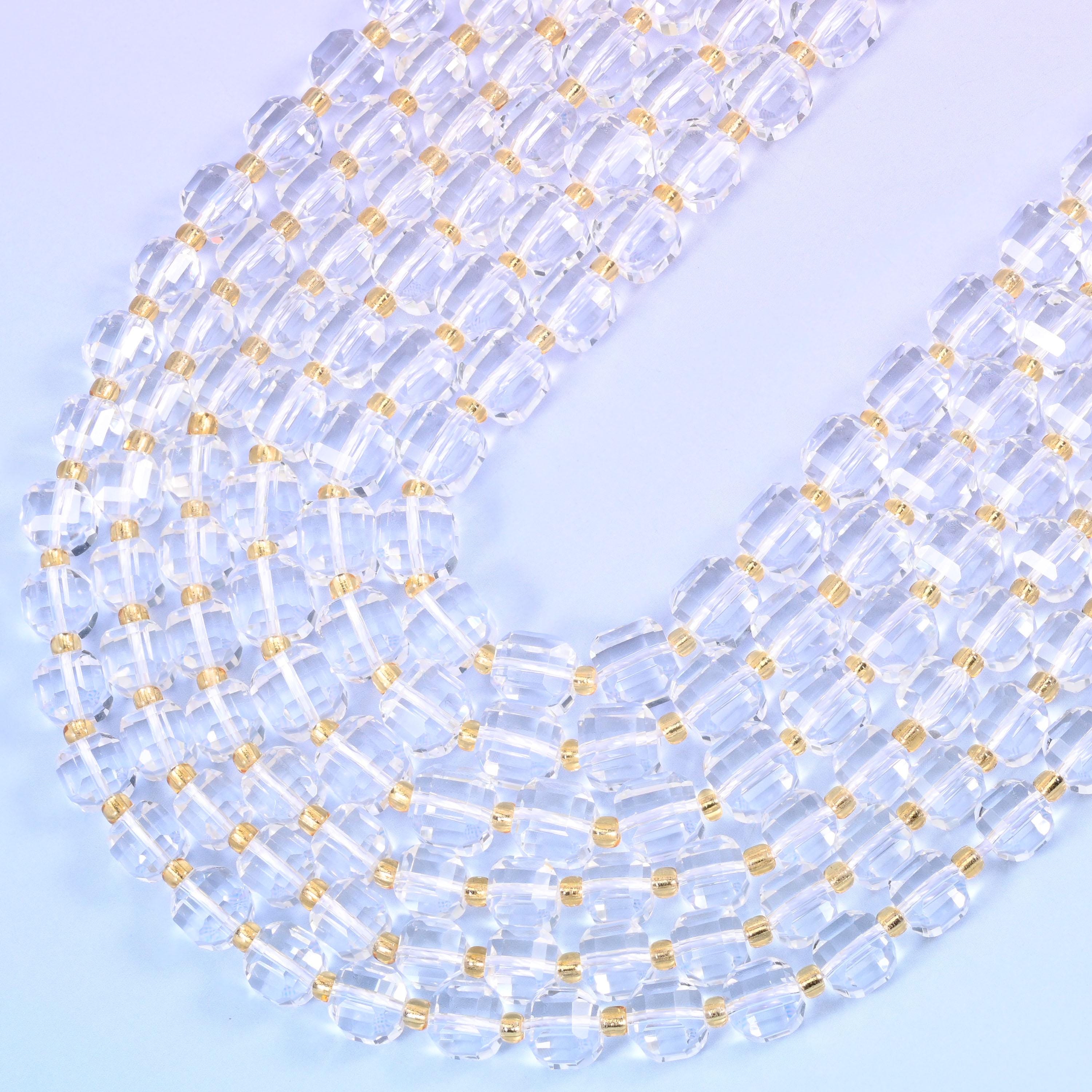 Clear Quartz Faceted Cube Beads: Size 6mm 8mm, Jewelry Making, 15 inch Strand