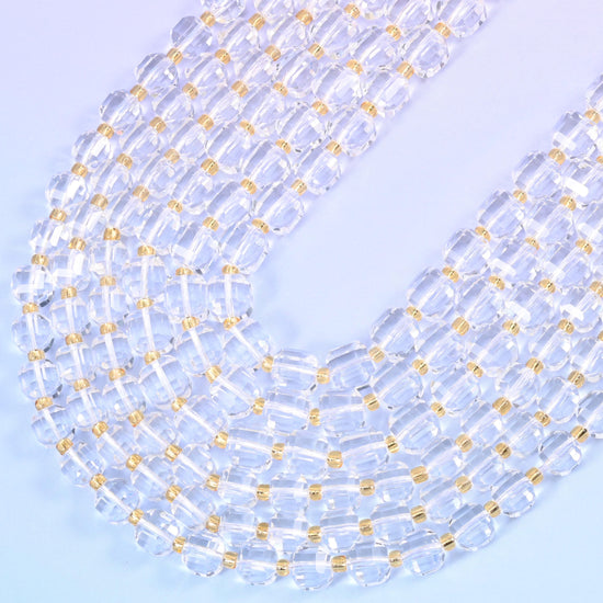 Clear Quartz Faceted Cube Beads: Size 6mm 8mm, Jewelry Making, 15 inch Strand