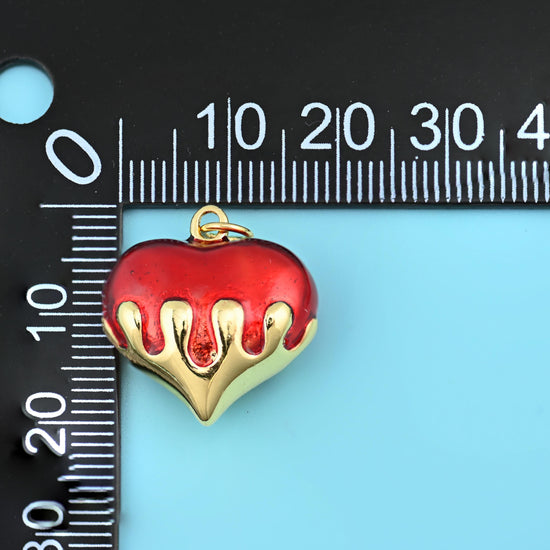 18K Gold Filled Enamel Dripping Heart Pendants for DIY Jewelry Making Supply