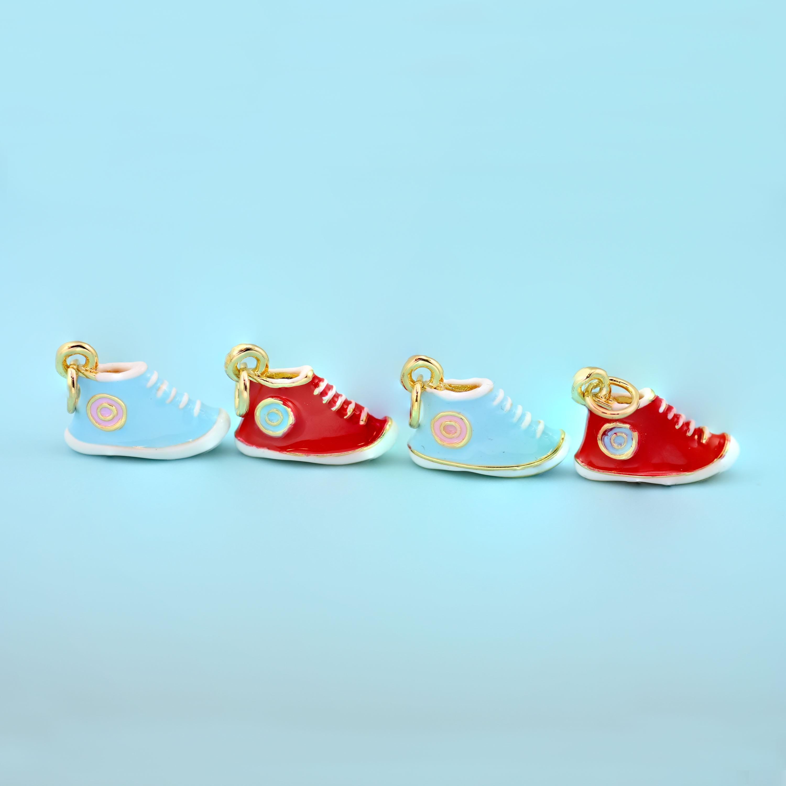 18K Gold Filled Enamel Sneaker Pendants for DIY Jewelry Making Supply