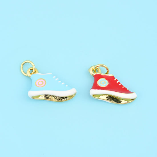 18K Gold Filled Enamel Sneaker Pendants for DIY Jewelry Making Supply