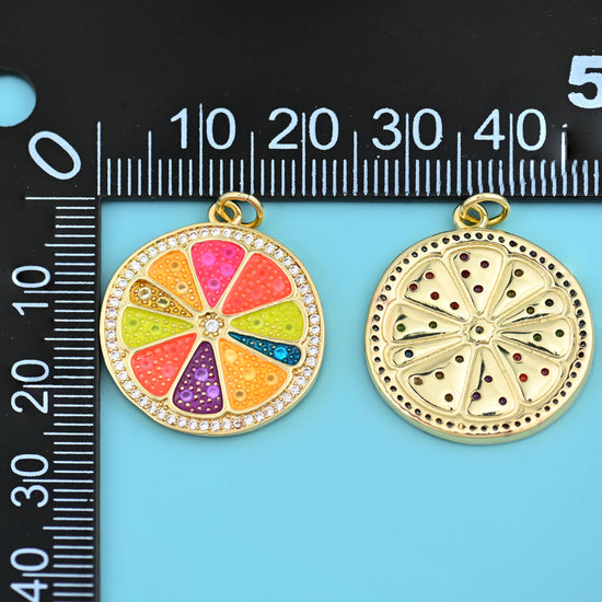 18K Gold Filled Enamel Zircon Orange Pendants for DIY Jewelry Making Supply