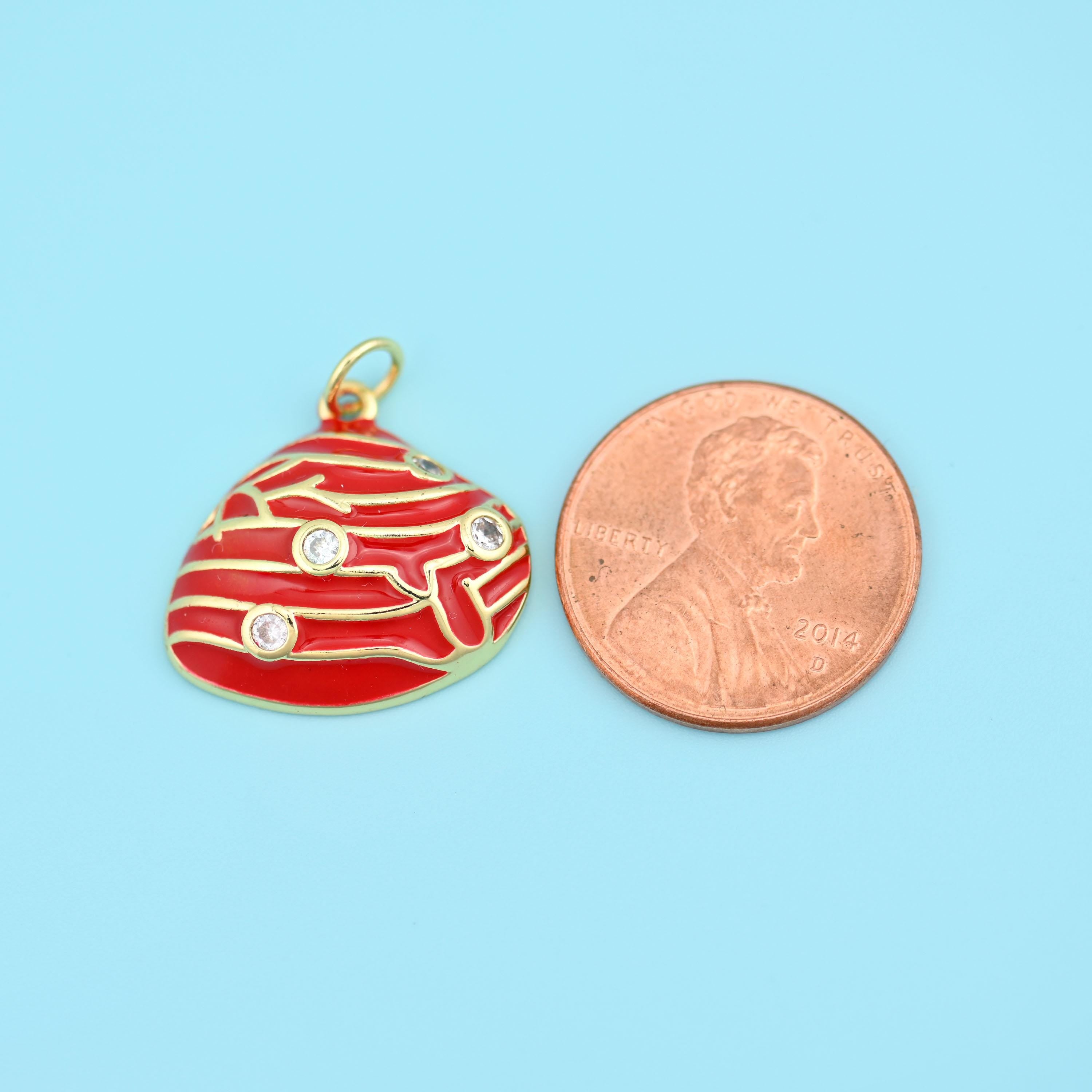 18K Gold Filled Enamel Zircon Shell Charms for DIY Jewelry Making Supply