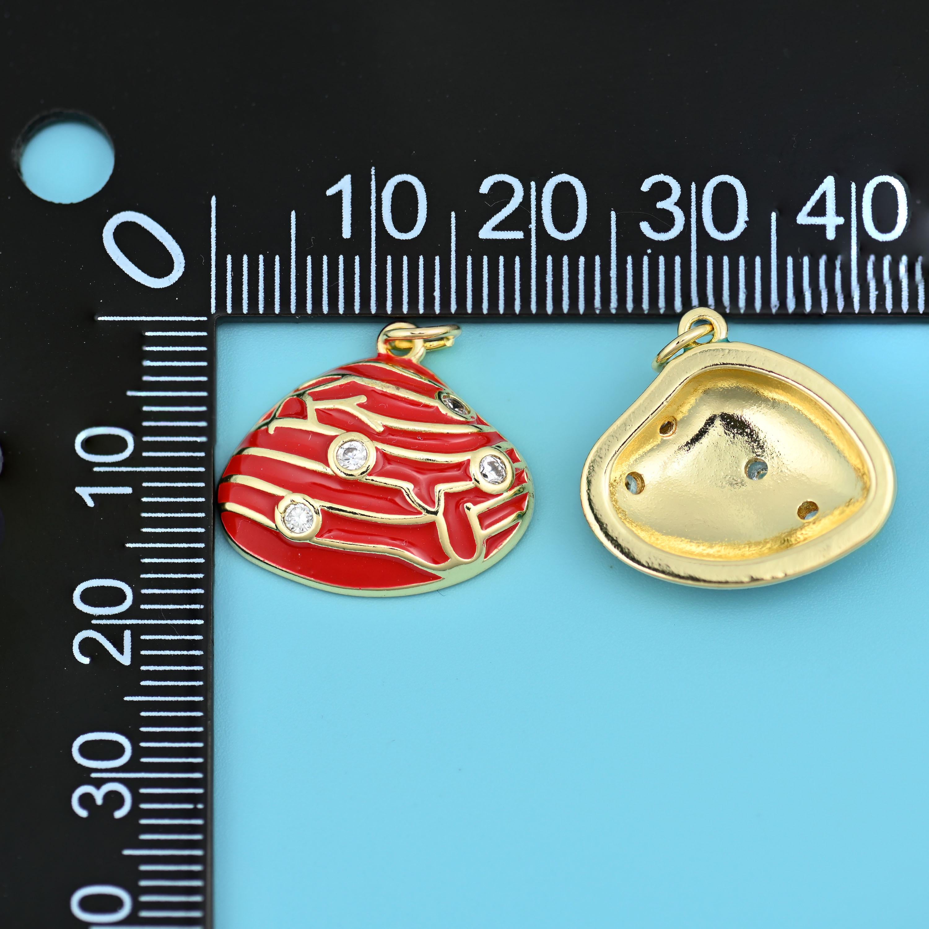 18K Gold Filled Enamel Zircon Shell Charms for DIY Jewelry Making Supply