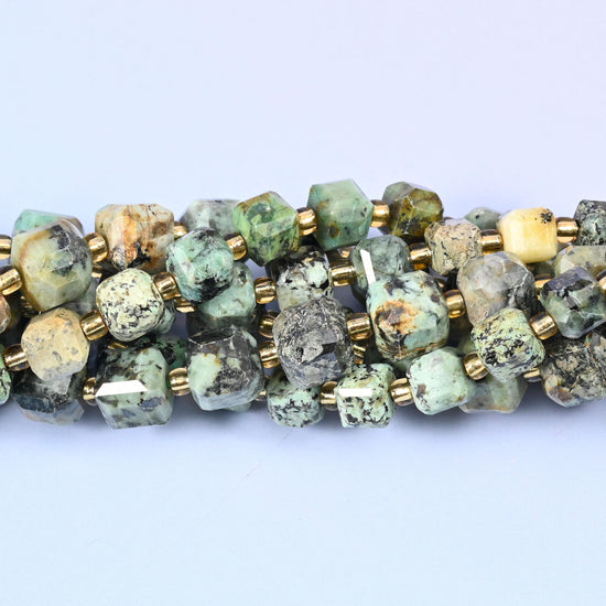 African Howlite Faceted Cube Beads: Size 6mm 8mm, Jewelry Making, 15 inch Strand