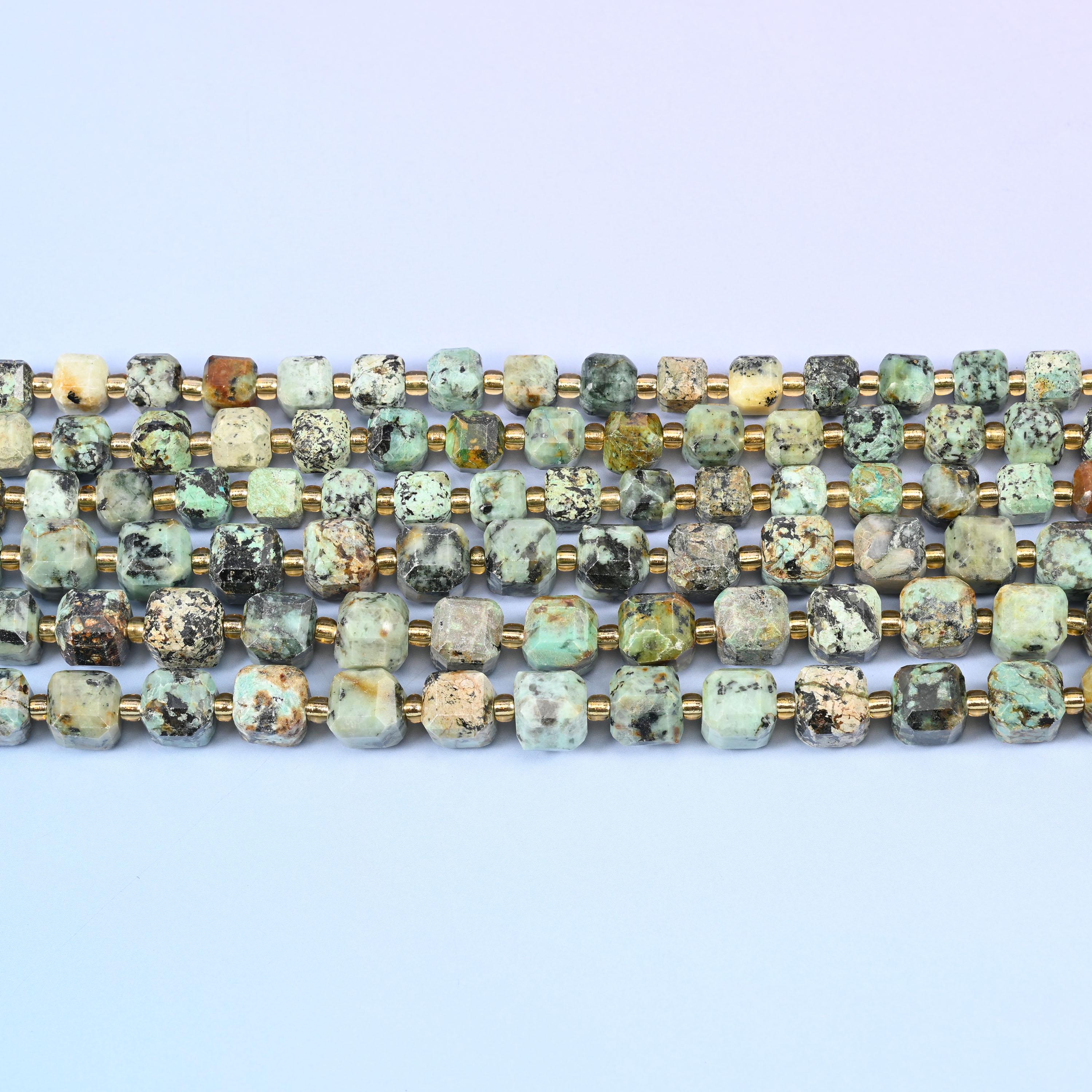 African Howlite Faceted Cube Beads: Size 6mm 8mm, Jewelry Making, 15 inch Strand