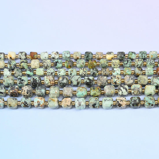 African Howlite Faceted Cube Beads: Size 6mm 8mm, Jewelry Making, 15 inch Strand