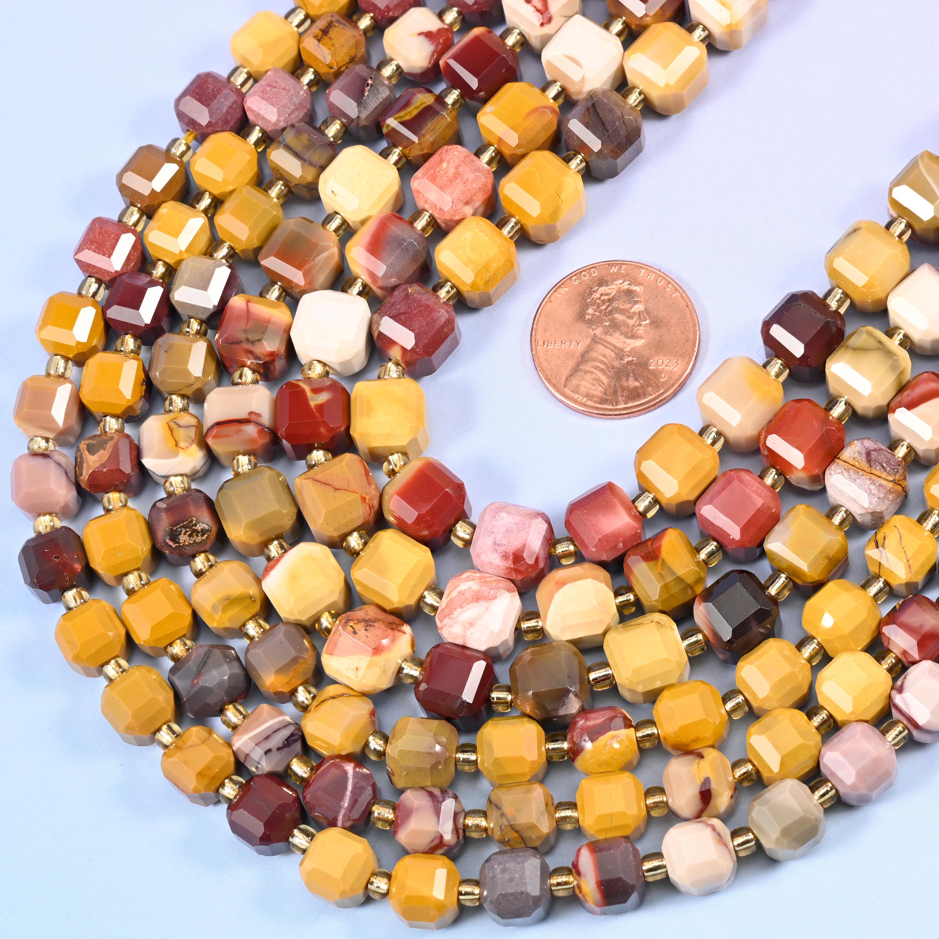 Mookaite Jasper Faceted Cube Beads: Size 6mm 8mm, Jewelry Making, 15 inch Strand