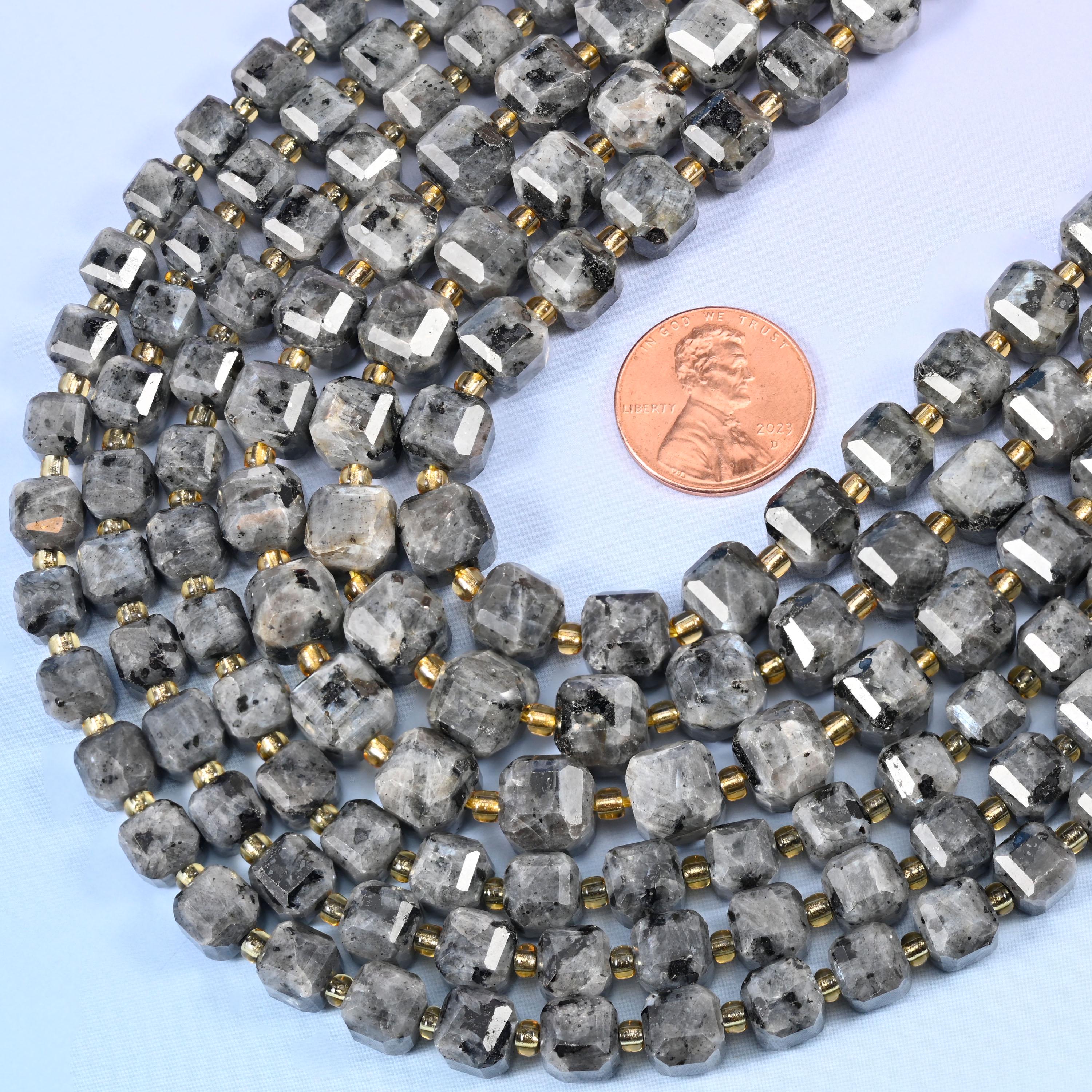 Black Labradorite Faceted Cube Beads: Size 6mm 8mm, Jewelry Making, 15 inch Strand