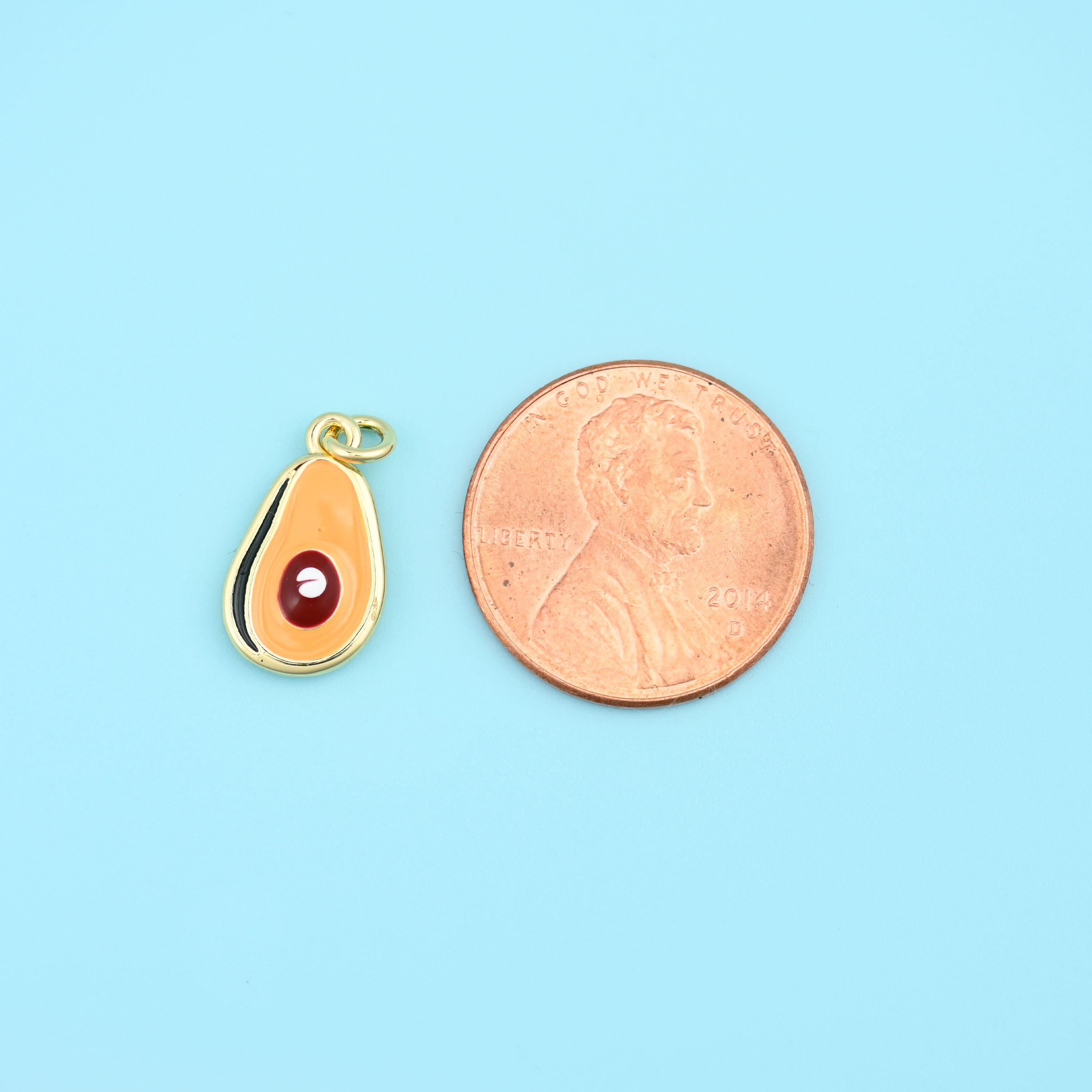 18K Gold Filled Enamel Green Avacado Charms for DIY Jewelry Making Supply