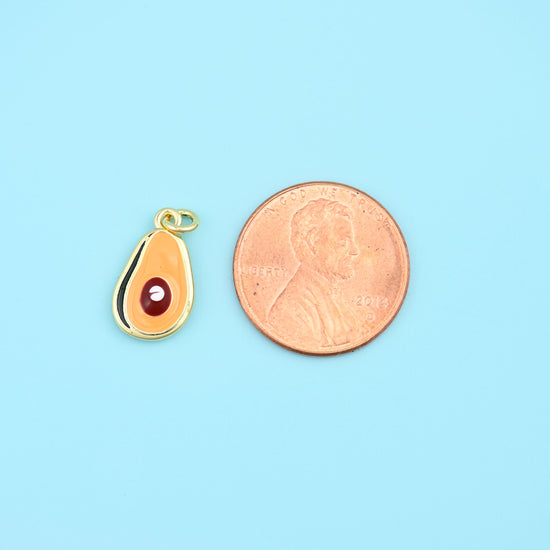 18K Gold Filled Enamel Green Avacado Charms for DIY Jewelry Making Supply