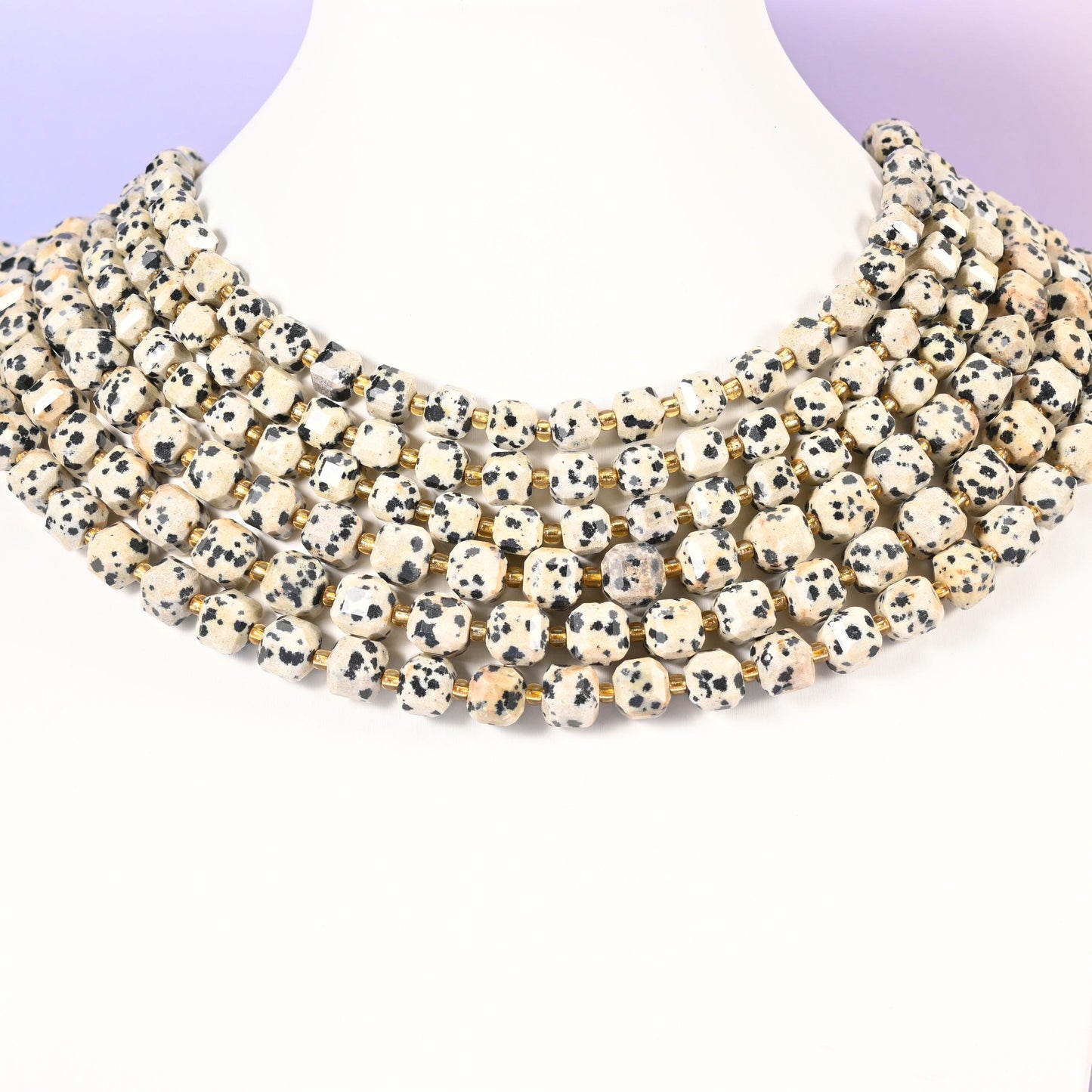 Dalmatian Jasper Faceted Cube Beads: Size 6mm 8mm, Jewelry Making, 15 inch Strand