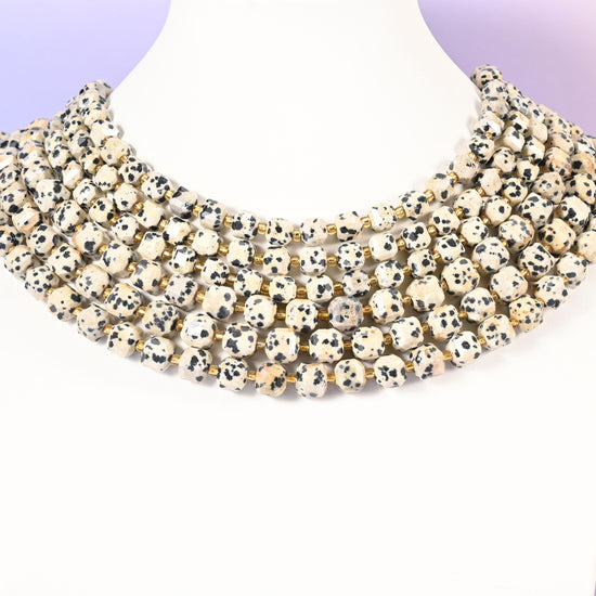 Dalmatian Jasper Faceted Cube Beads: Size 6mm 8mm, Jewelry Making, 15 inch Strand