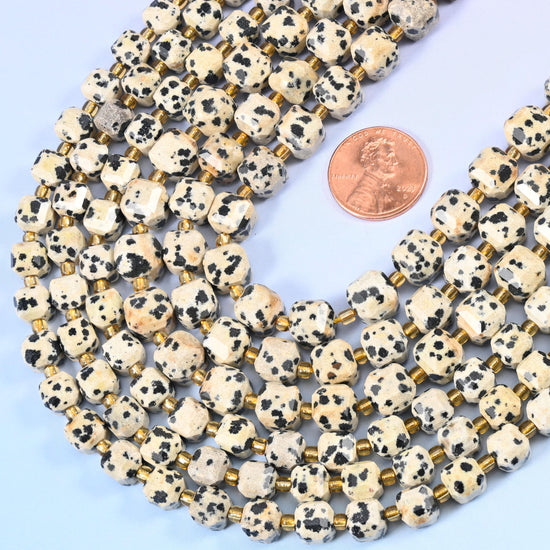 Dalmatian Jasper Faceted Cube Beads: Size 6mm 8mm, Jewelry Making, 15 inch Strand