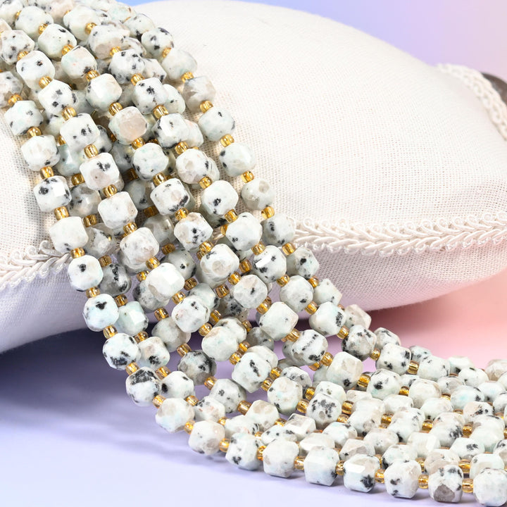 Kiwi Jasper Faceted Cube Beads: Size 6mm 8mm, Jewelry Making, 15 inch Strand