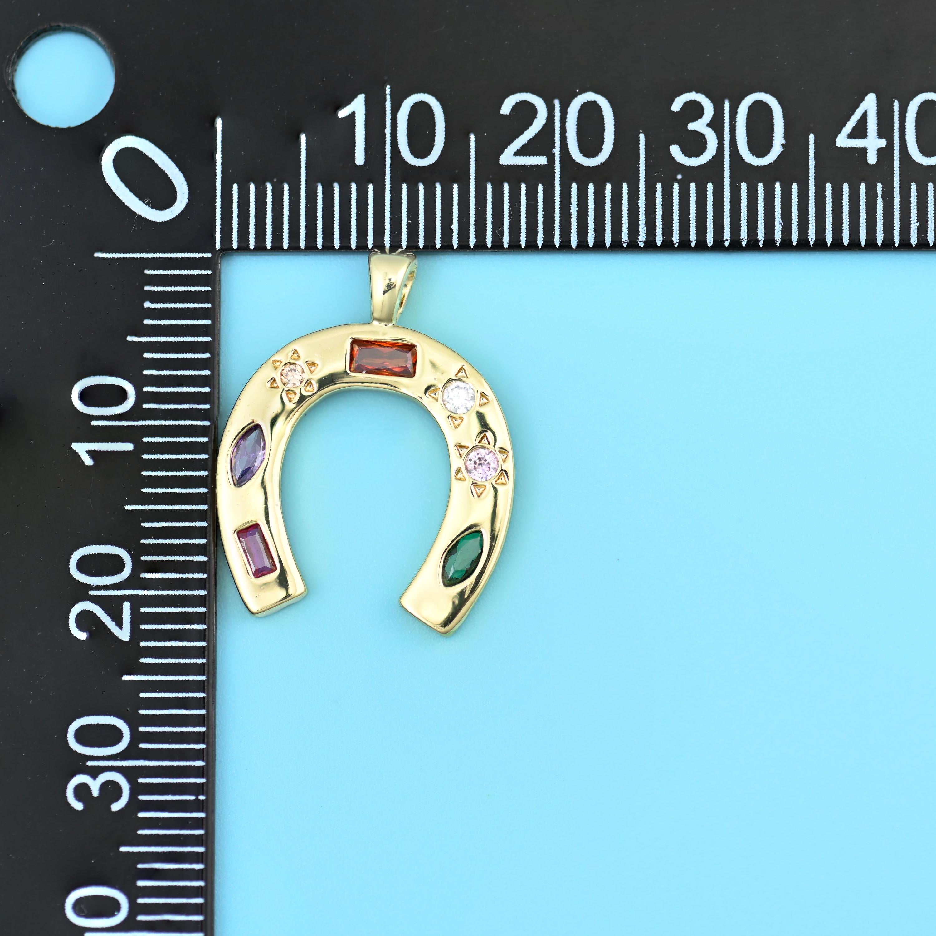 18K Gold Filled Zircon Lucky Horseshoe Charms for DIY Jewelry Making Supply