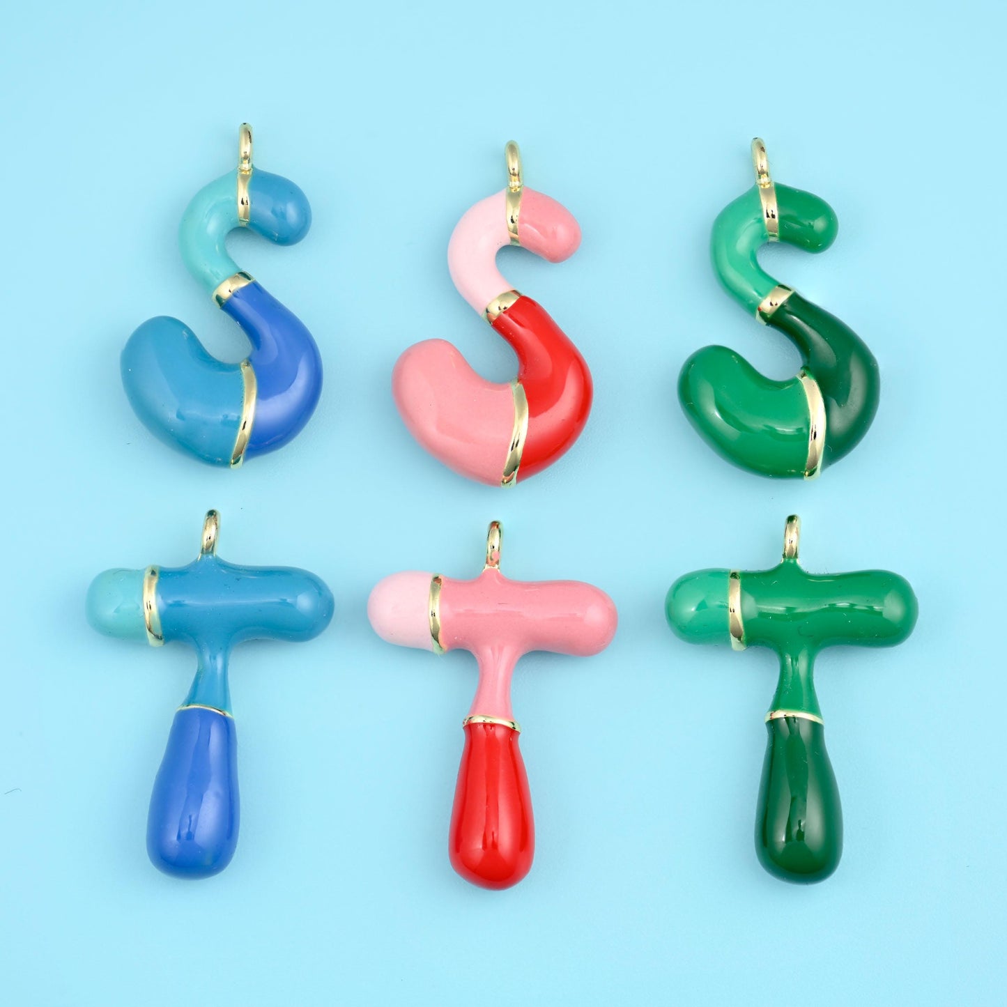 18K Gold Filled Enamel Alphabet Letter Pendants for DIY Jewelry Making Supply