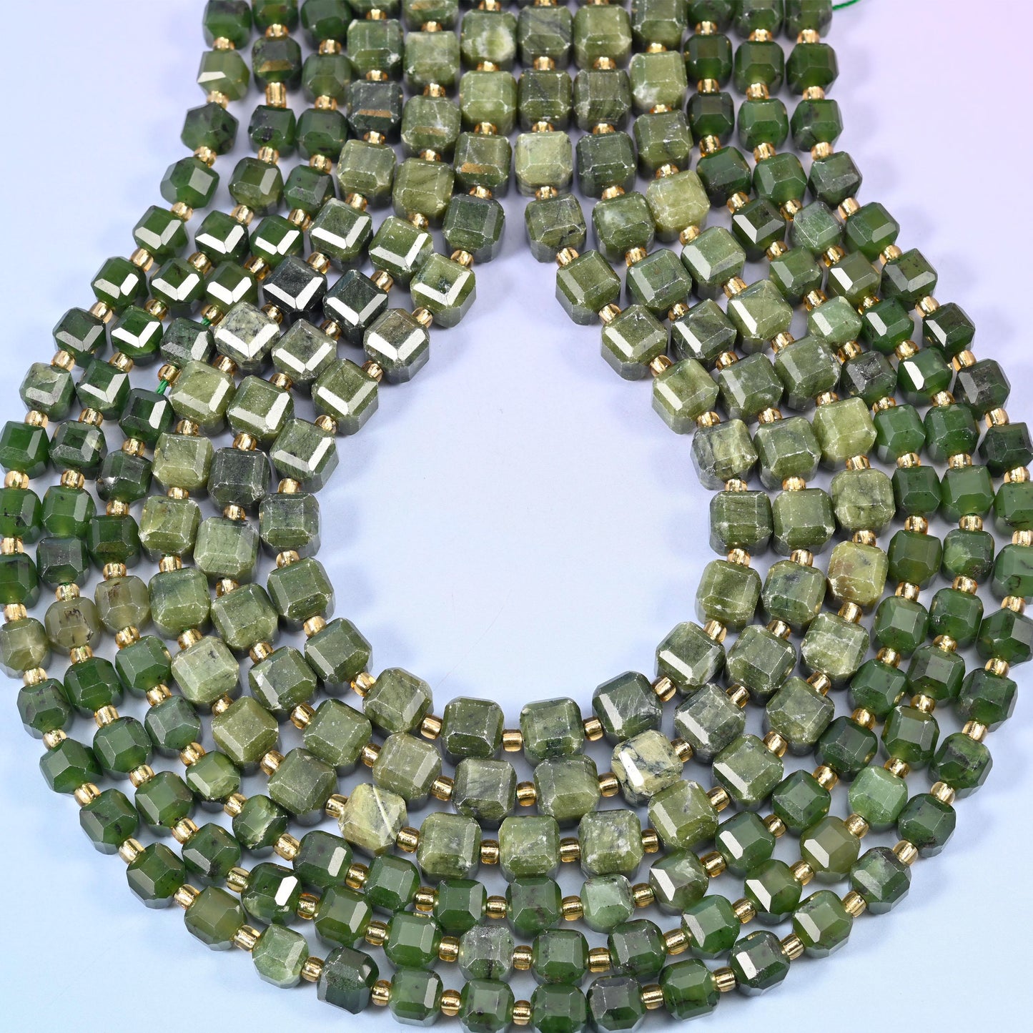 South Jade Faceted Cube Beads: Size 6mm 8mm, Jewelry Making, 15 inch Strand