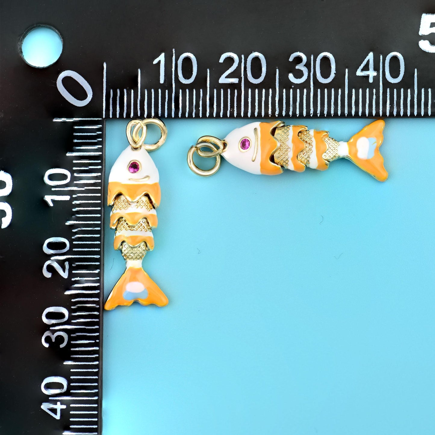 18K Gold Filled White Orange Enamel Fish Charms for DIY Jewelry Making Supply