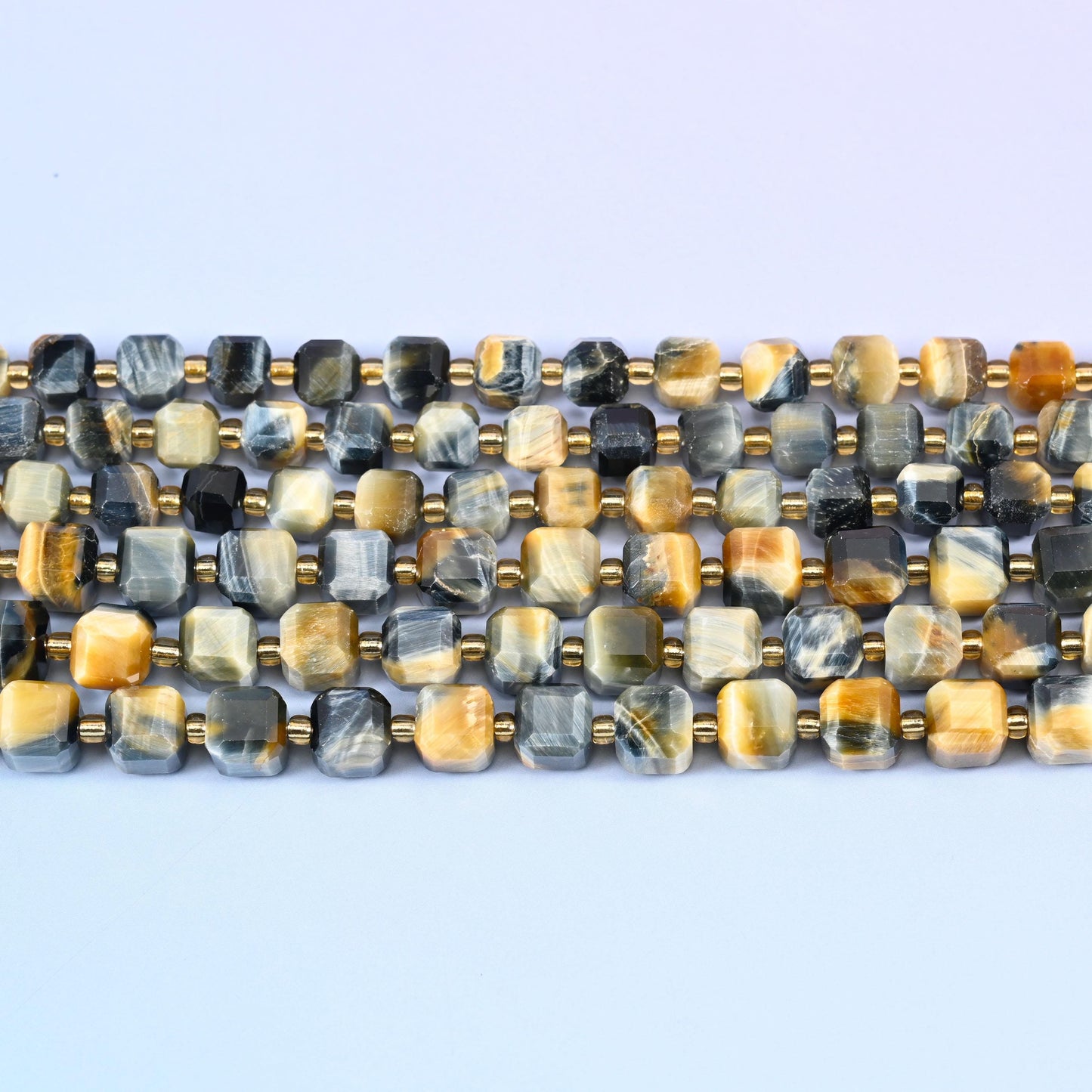 Dream Tiger Eye Faceted Cube Beads: Size 6mm 8mm, Jewelry Making, 15 inch Strand