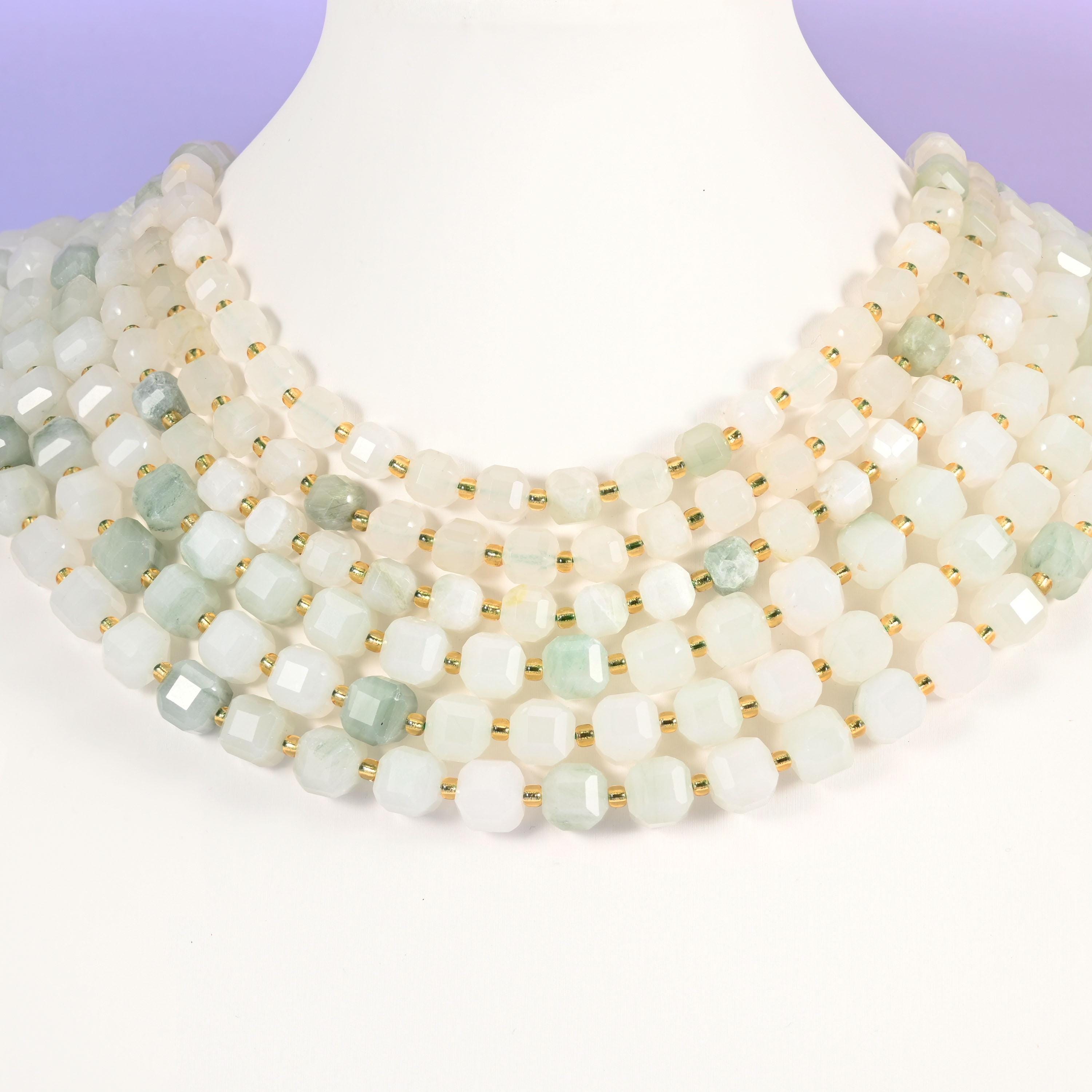 Tianshan Jade Faceted Cube Beads: Size 6mm 8mm, Jewelry Making, 15 inch Strand