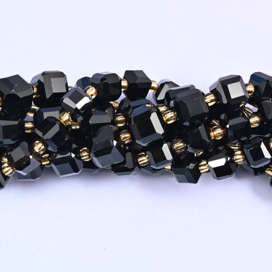 Black Onyx Faceted Cube Beads: Size 6mm 8mm, Jewelry Making, 15 inch Strand