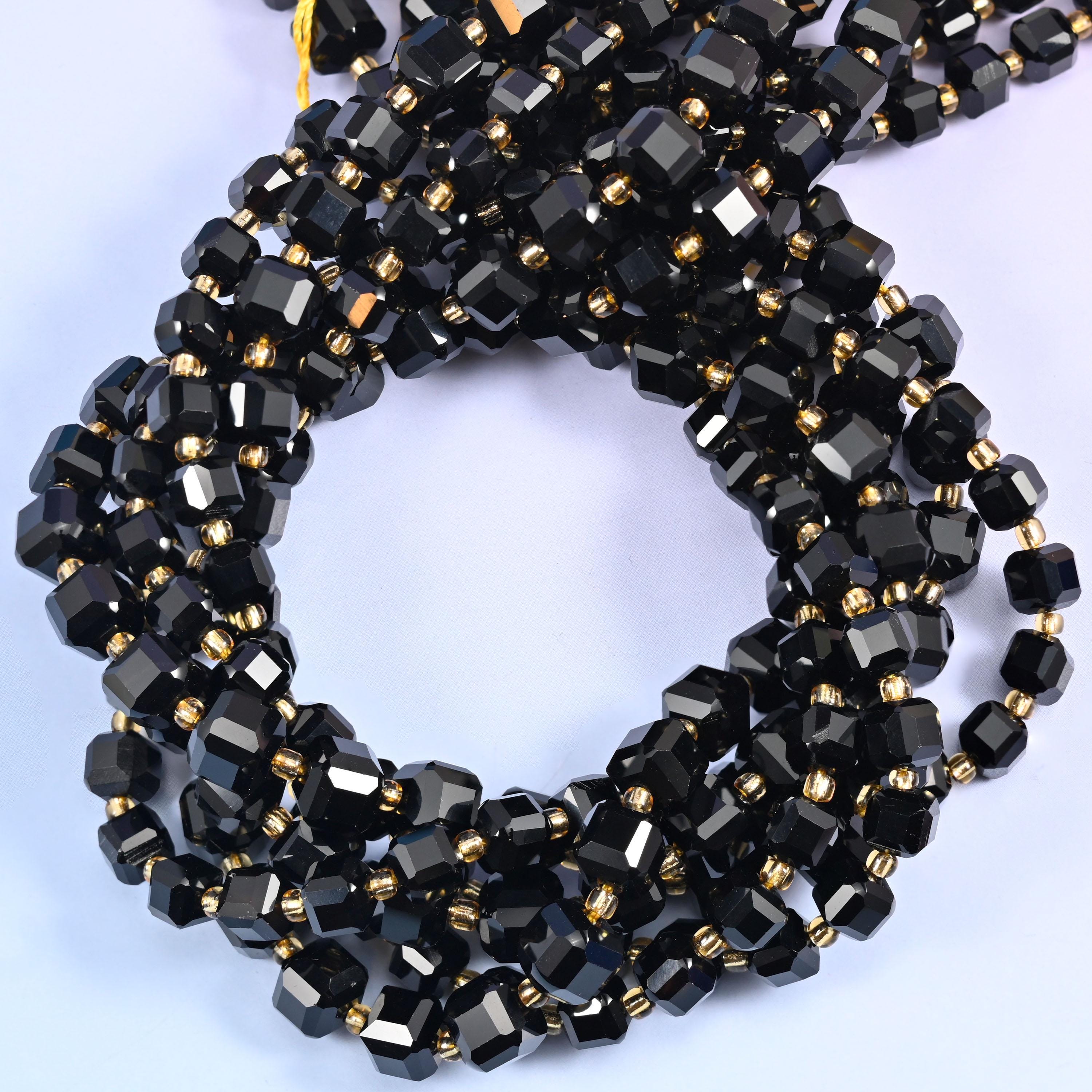 Black Onyx Faceted Cube Beads: Size 6mm 8mm, Jewelry Making, 15 inch Strand