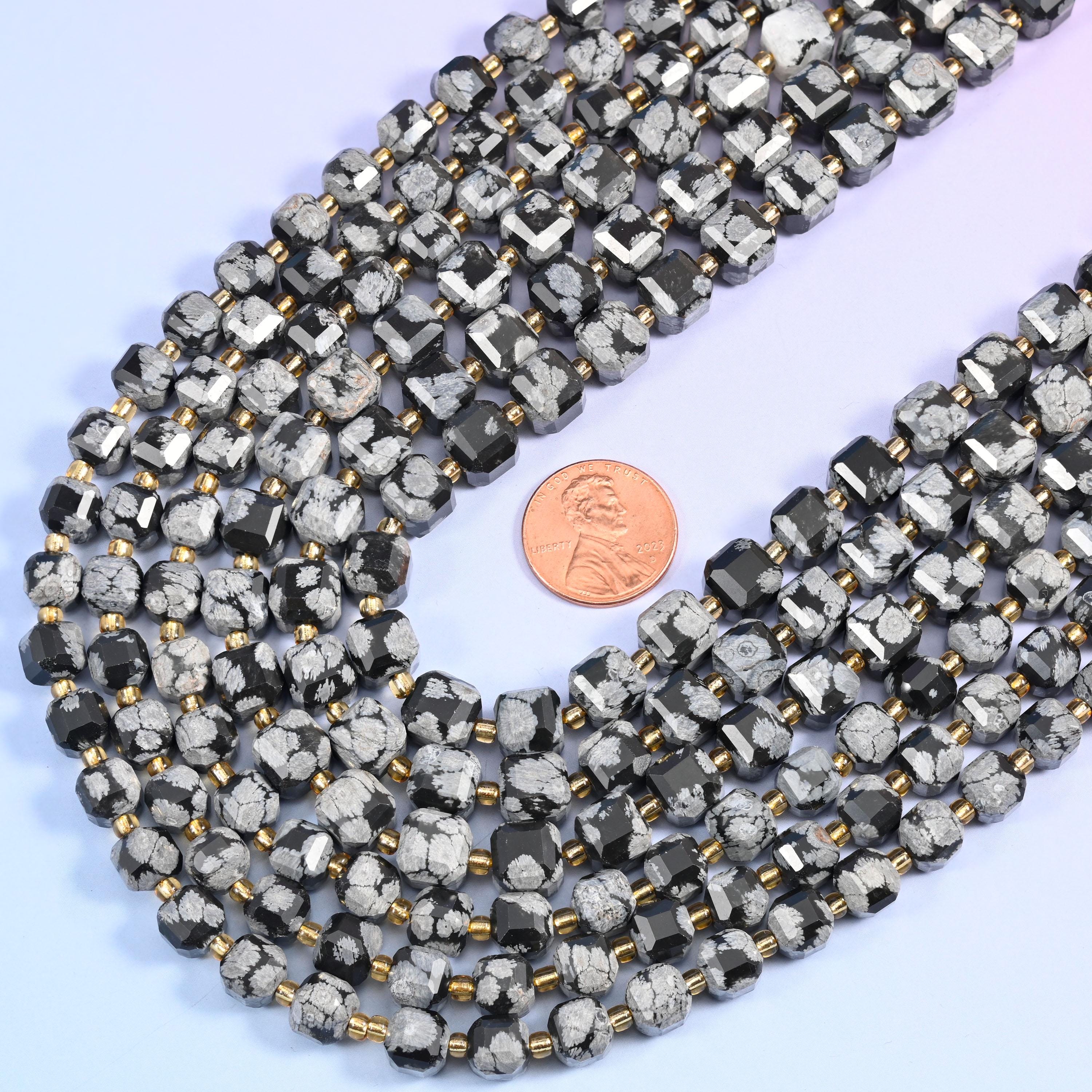 Snowflake Jasper Faceted Cube Beads: Size 6mm 8mm, Jewelry Making, 15 inch Strand