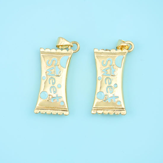 27mm Enamel Sweet Candy Charms, 18K Gold Filled Pendants for DIY Jewelry Making Supply