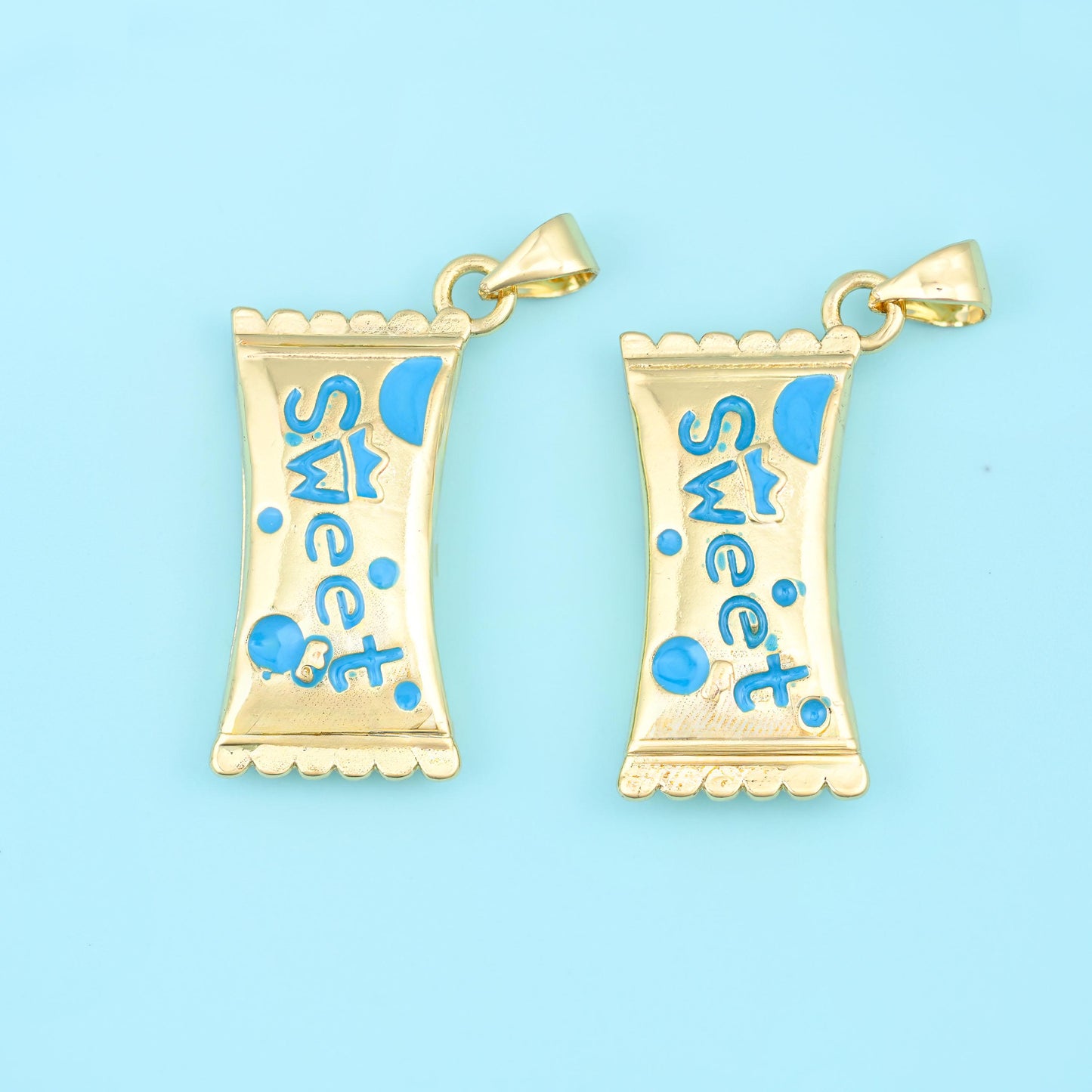 27mm Enamel Sweet Candy Charms, 18K Gold Filled Pendants for DIY Jewelry Making Supply