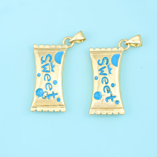 27mm Enamel Sweet Candy Charms, 18K Gold Filled Pendants for DIY Jewelry Making Supply