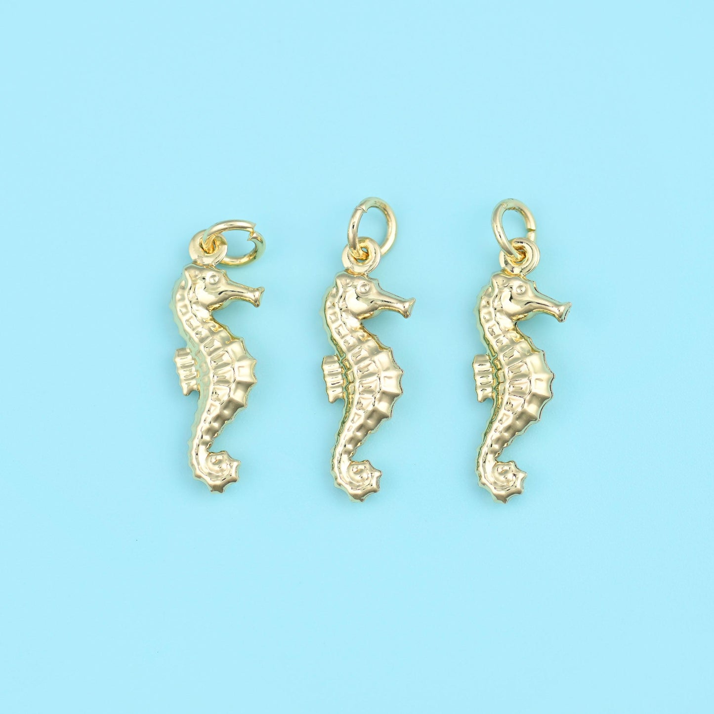 18K Gold Filled Seahorse Charms for DIY Jewelry Making Supply