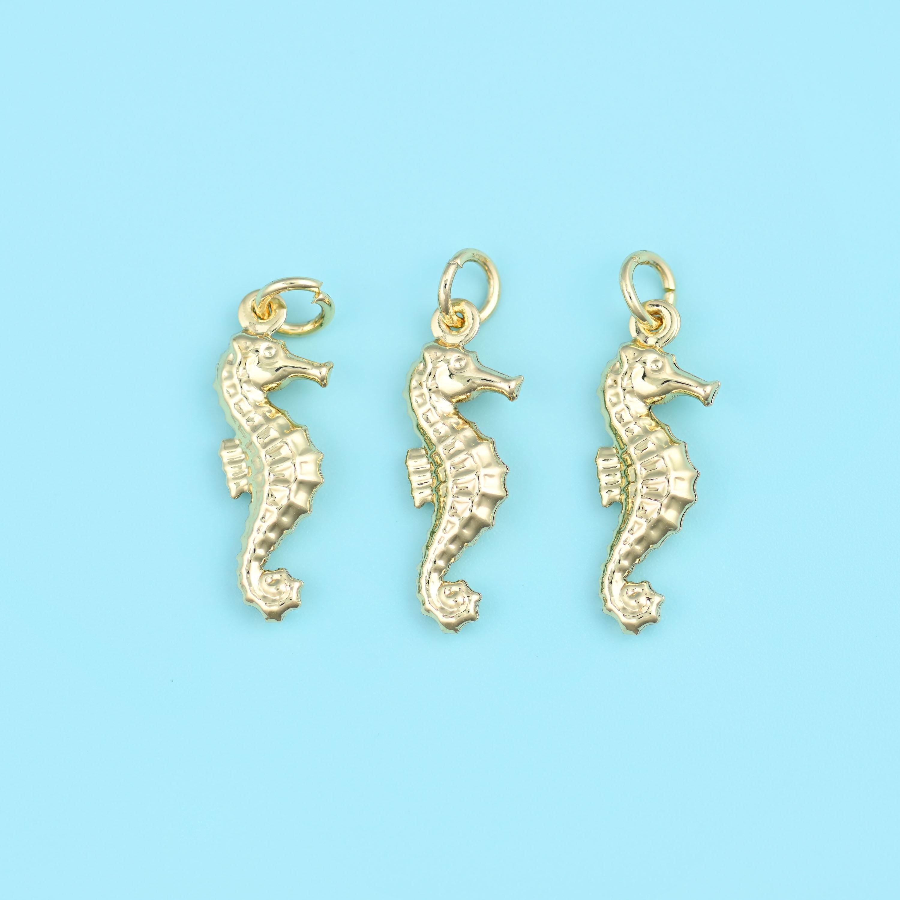 18K Gold Filled Seahorse Charms for DIY Jewelry Making Supply
