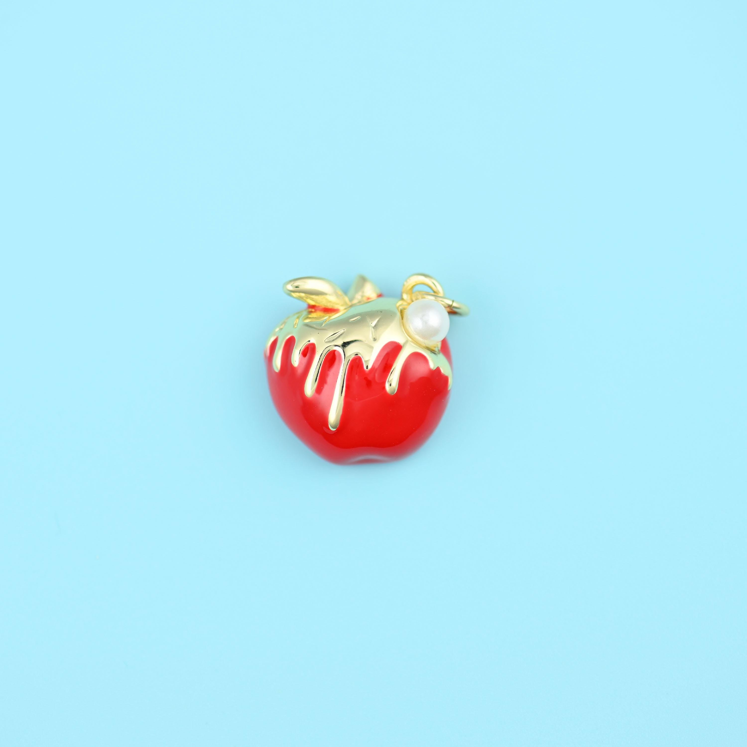 18K Gold Filled Red Apple Charms for DIY Jewelry Making Supply