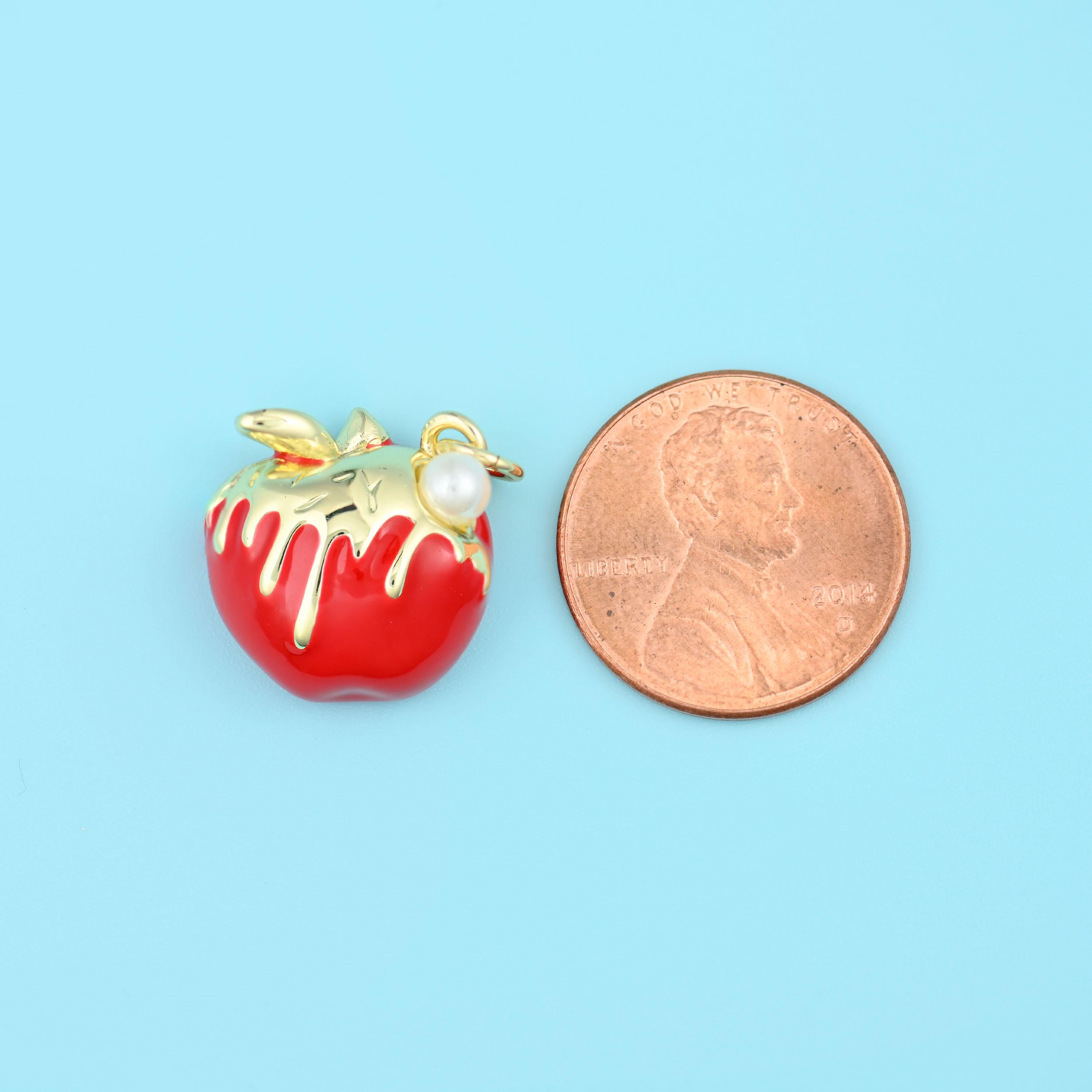 18K Gold Filled Red Apple Charms for DIY Jewelry Making Supply