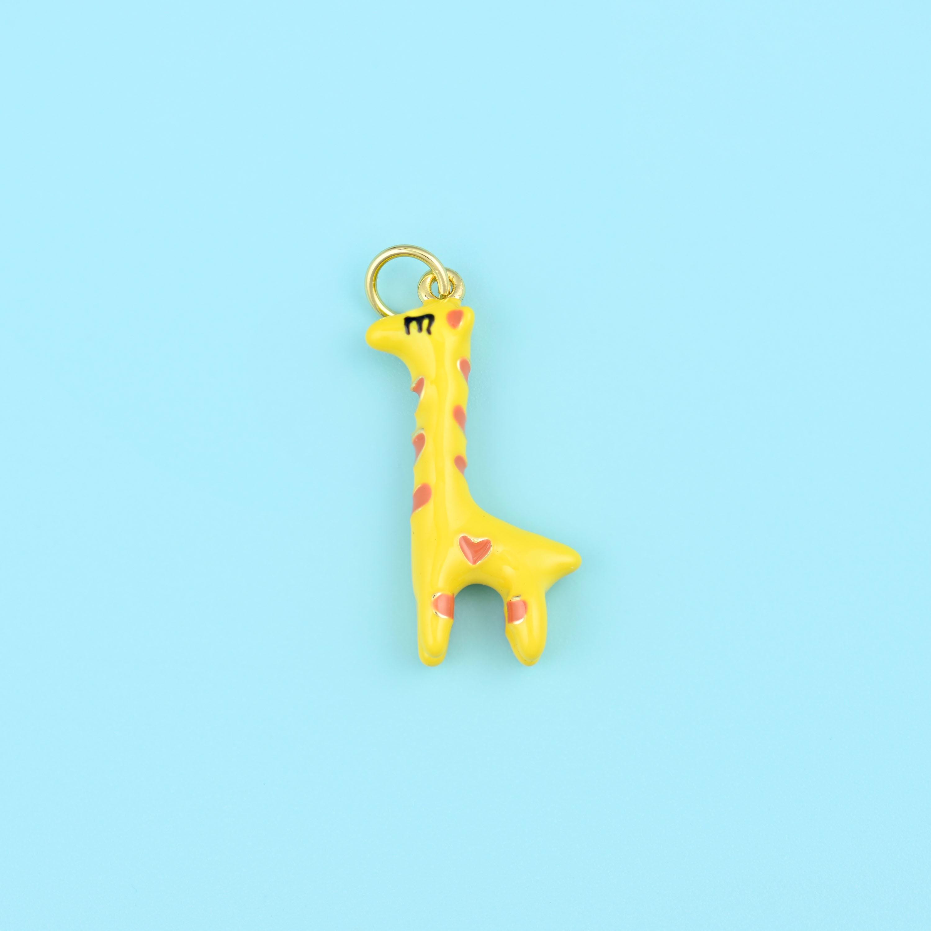 18K Gold Filled Yellow Giraffe Pendants for DIY Jewelry Making Supply