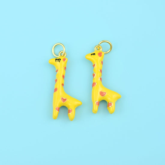 18K Gold Filled Yellow Giraffe Pendants for DIY Jewelry Making Supply