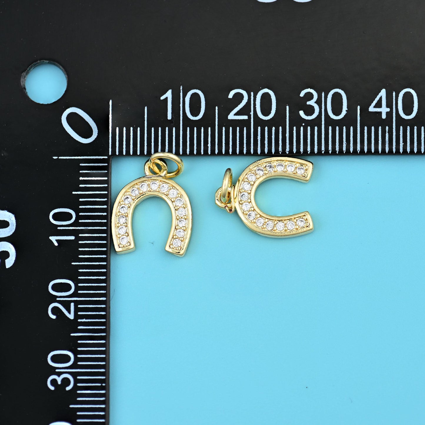 18K Gold Filled Zircon Horseshoe Charms for DIY Jewelry Making Supply