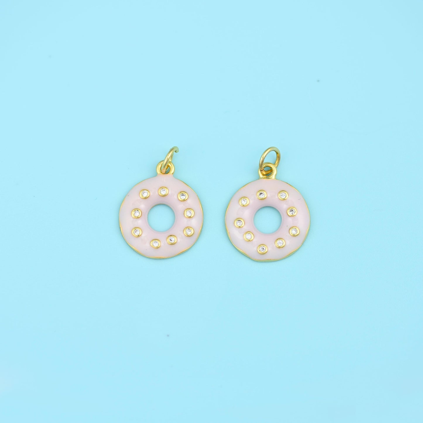 18K Gold Filled Enamel Donut Charms for DIY Jewelry Making Supply