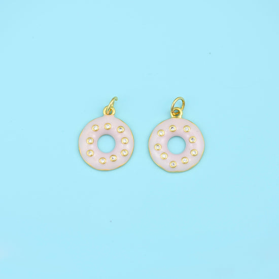 18K Gold Filled Enamel Donut Charms for DIY Jewelry Making Supply