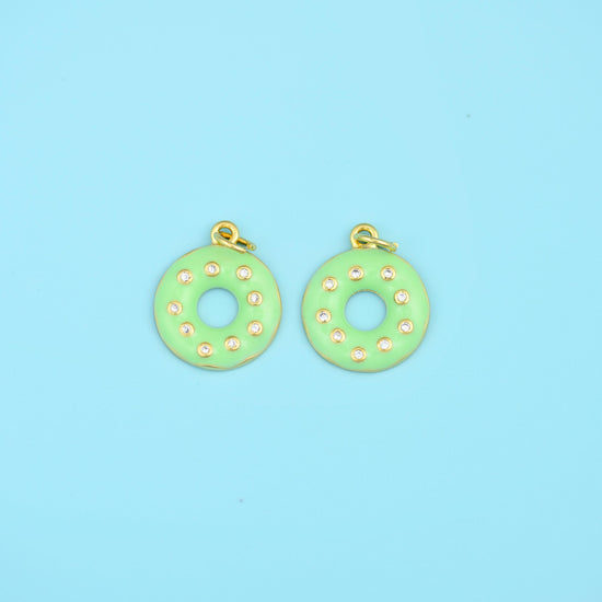18K Gold Filled Enamel Donut Charms for DIY Jewelry Making Supply