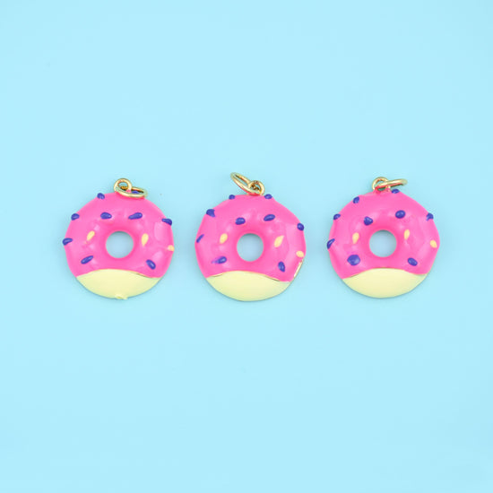 Sprinkle Donut Charms, 18K Gold Filled Pendants for DIY Jewelry Making Supply